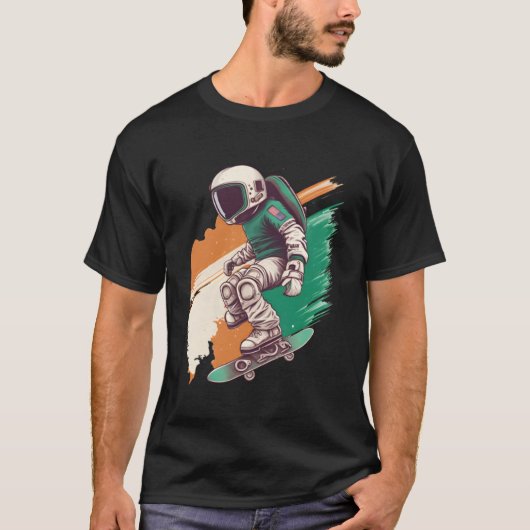 Ierse Astronaut Skater Galaxy Skateboard Space Bo T-shirt (Voorkant)