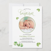 Ierse Baby foto doop met groene shamrocks Bedankkaart (Voorkant)