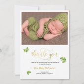 Ierse baby Shamrock Hartelijk dank voor uw baptism Bedankkaart (Voorkant)