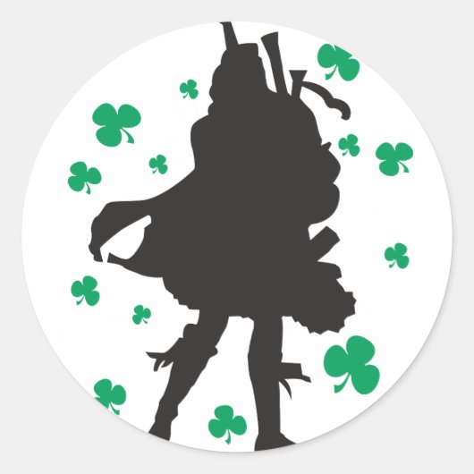 Ierse Bagpiper-Stickers Ronde Sticker (Voorkant)