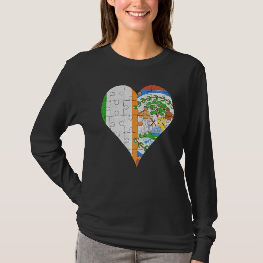 Ierse Belizean Vlag Hart T-shirt (Voorkant)