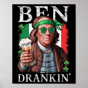 Ierse Ben dronk bier - St Pattys mannen en vrouwen Poster