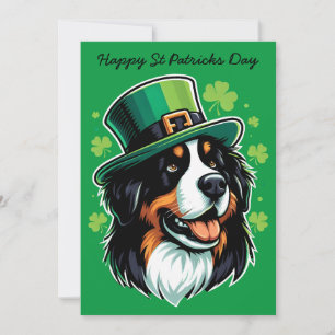 Ierse Berner Sennenhond Leprechaun Hoed St. Patric Feestdagenkaart