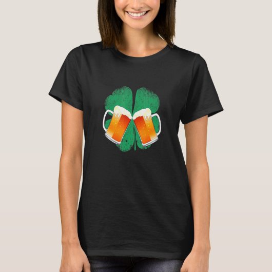 Ierse Bier Mokken Vierbladige C Sint Patricks T-shirt (Voorkant)
