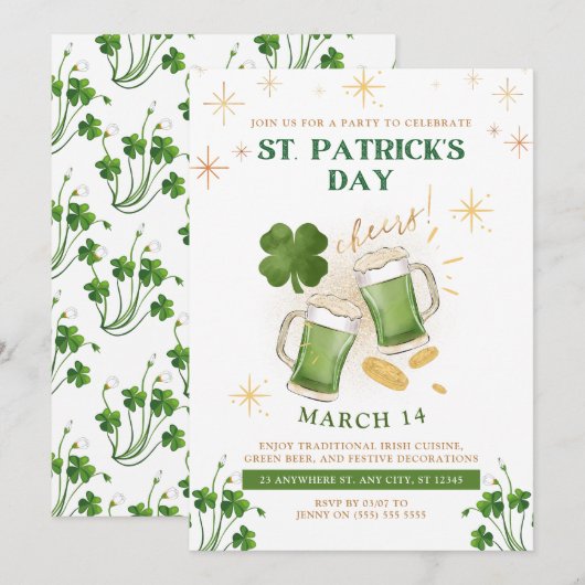 Ierse bieren & St. Patrick's Day-feest Kaart (Voorkant / Achterkant)