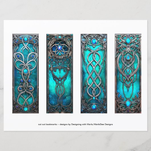 Ierse Bladwijzer, Turqoise Silver Keltische Bladwi (Achterkant)