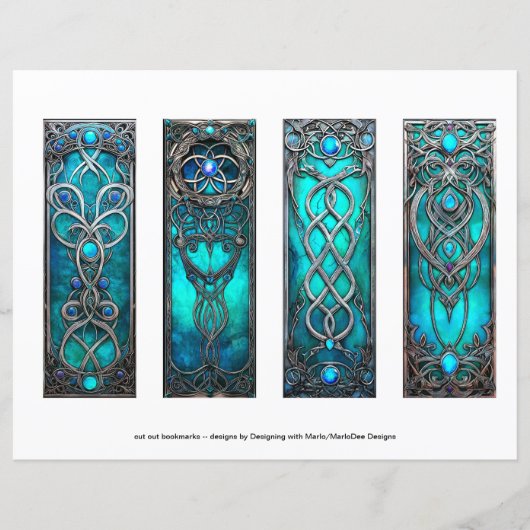 Ierse Bladwijzer, Turqoise Silver Keltische Bladwi (Voorkant)