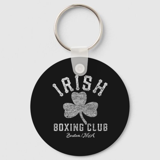 Ierse boksclub Boston Shamrock Distressed Gift Sleutelhanger (Voorkant)