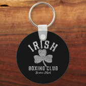 Ierse boksclub Boston Shamrock Distressed Gift Sleutelhanger (Voorkant)