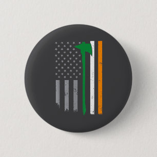 Ierse brandweerlid Amerikaanse vlag Cool St. Patri Ronde Button 5,7 Cm
