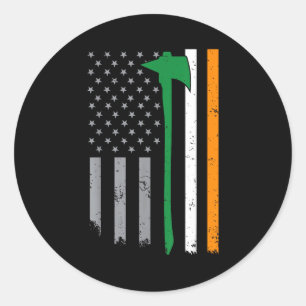 Ierse brandweerman Amerikaanse vlag Cool St. Patri Ronde Sticker