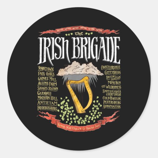 Ierse Brigade Burgeroorlog Ronde Sticker (Voorkant)