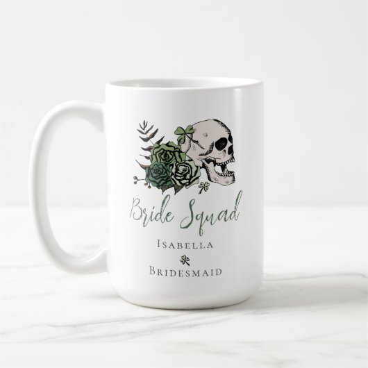 Ierse BruidsSquad Gotische Groene Schedel & Rozen  Koffiemok (Links)