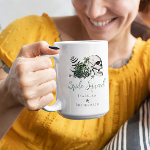 Ierse BruidsSquad Gotische Groene Schedel & Rozen  Koffiemok