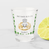 Ierse bruiloft Claddagh Ring Shot Glas (Voorkant)