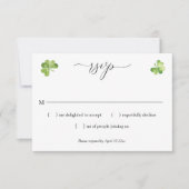 Ierse bruiloft met groene shamrock encloskaart RSVP kaartje (Voorkant)