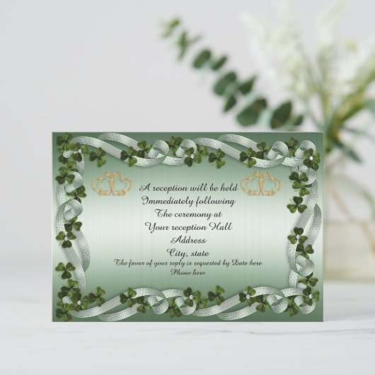 Ierse bruiloft receptie kaart (Staand voorkant)