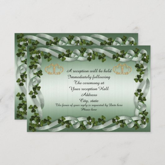 Ierse bruiloft receptie kaart (Voorkant / Achterkant)