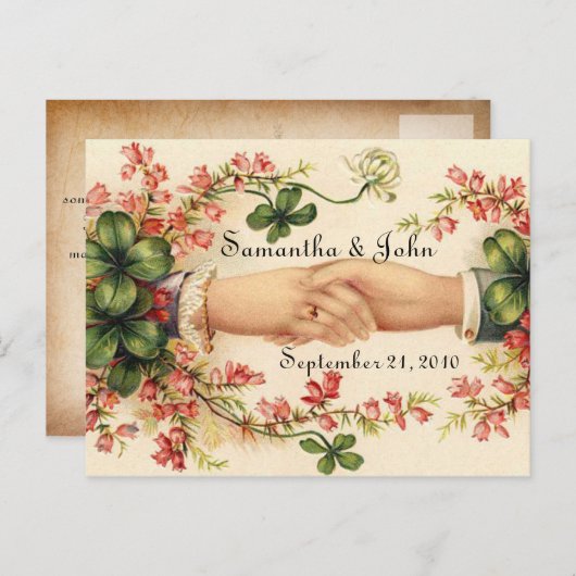 Ierse bruiloft save the date aankondigingskaart (Voorkant / Achterkant)