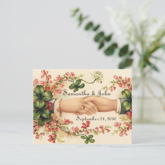 Ierse bruiloft save the date aankondigingskaart (Staand voorkant)