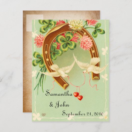 Ierse bruiloft save the date aankondigingskaart (Voorkant / Achterkant)