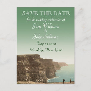 Ierse bruiloft thema Cliffs of Mother Save the Dat Aankondigingskaart
