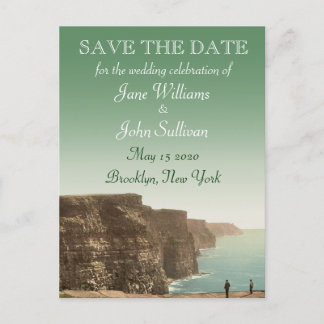 Ierse bruiloft thema Cliffs of Mother Save the Dat Aankondigingskaart