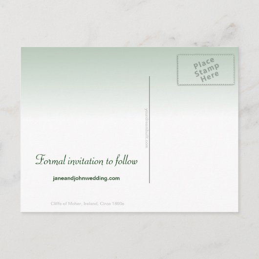 Ierse bruiloft thema Cliffs of Mother Save the Dat Aankondigingskaart (Achterkant)