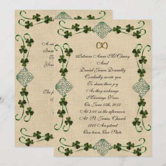 Ierse bruiloft Uitnodiging Eenheid knoop (Voorkant / Achterkant)