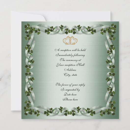 Ierse bruiloft Uitnodiging elegant plein (Achterkant)