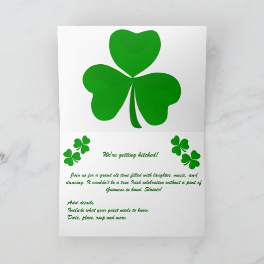 Ierse bruiloft Uitnodiging Shamrock (Binnen)