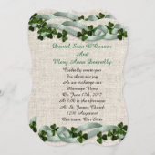 Ierse bruiloft uitnodigingen linnen elegant (Voorkant / Achterkant)