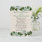 Ierse bruiloft uitnodigingen linnen elegant (Staand voorkant)