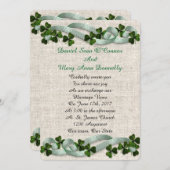 Ierse bruiloft uitnodigingen linnen elegant (Voorkant / Achterkant)