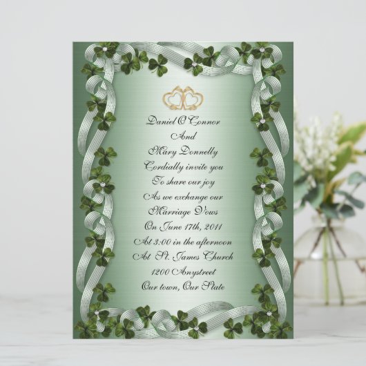 Ierse bruiloft Uitnodigingselegant Kaart (Staand voorkant)