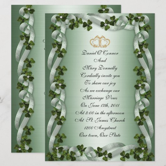 Ierse bruiloft Uitnodigingselegant Kaart (Voorkant / Achterkant)