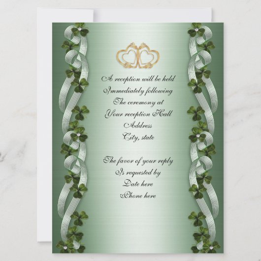 Ierse bruiloft Uitnodigingselegant Kaart (Achterkant)