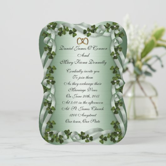 Ierse bruiloft Uitnodigingselegant Kaart (Staand voorkant)