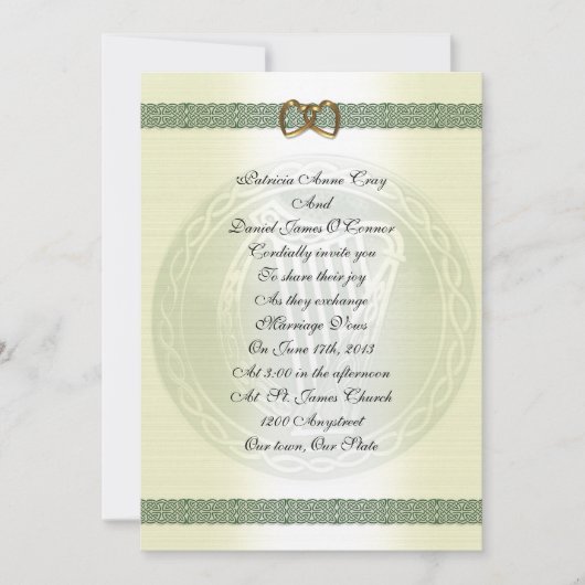 Ierse bruiloft Uitnodigingselegant Kaart (Voorkant)