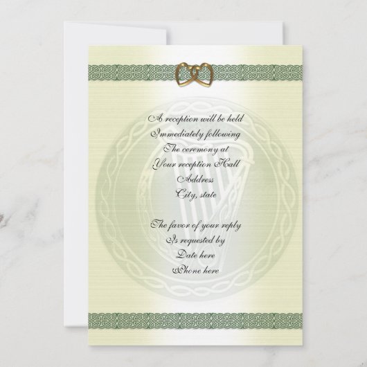 Ierse bruiloft Uitnodigingselegant Kaart (Achterkant)