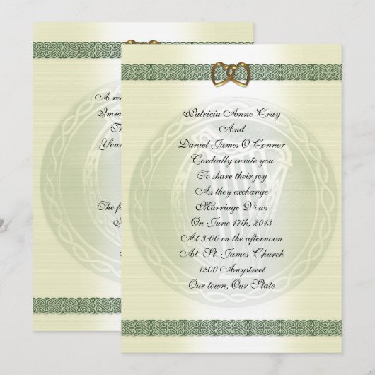 Ierse bruiloft Uitnodigingselegant Kaart (Voorkant / Achterkant)