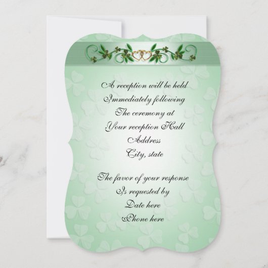 Ierse bruiloft Uitnodigingselegant Kaart (Achterkant)