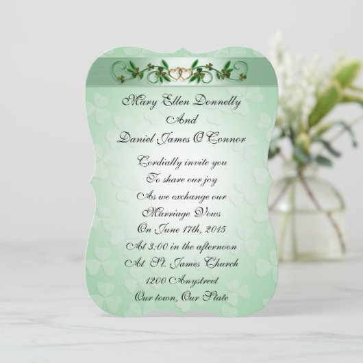 Ierse bruiloft Uitnodigingselegant Kaart (Staand voorkant)