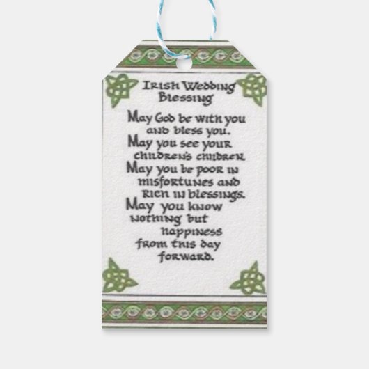 ierse bruiloft zegentas cadeaulabel (Achterkant)