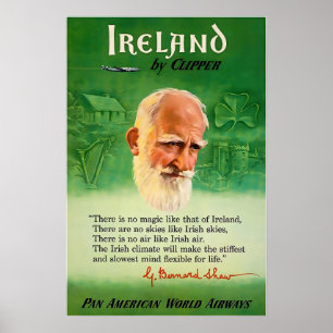 Ierse cadeau Ierland kunstprint Pan Am reisposter  Poster