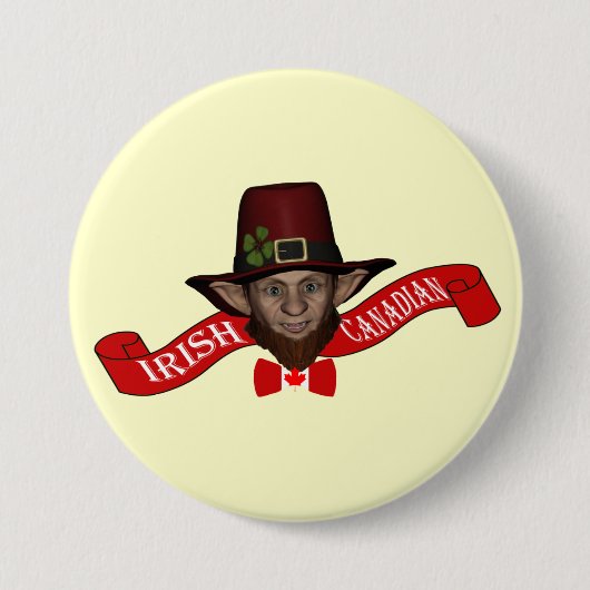 Ierse Canadese grappige patriotticus Ronde Button 7,6 Cm (Voorkant)