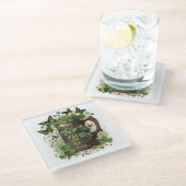 IERSE CELTISCHE MOK VAN GROENE SHAMROCKS EN BUTTER GLAZEN ONDERZETTER (Schuin)