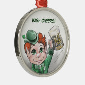 Ierse Cheers! Portret Premium Round-Ornament Metalen Ornament (Rechts)