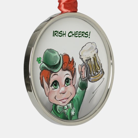 Ierse Cheers! Portret Premium Round-Ornament Metalen Ornament (Rechts)