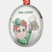 Ierse Cheers! Portret Premium Round-Ornament Metalen Ornament (Links)